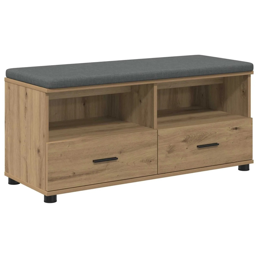 vidaXL Flurbank mit Kissen und Schuhregal in Artisan-Eiche, B/T/H: 100 x 38 x 46 cm - Bild 2