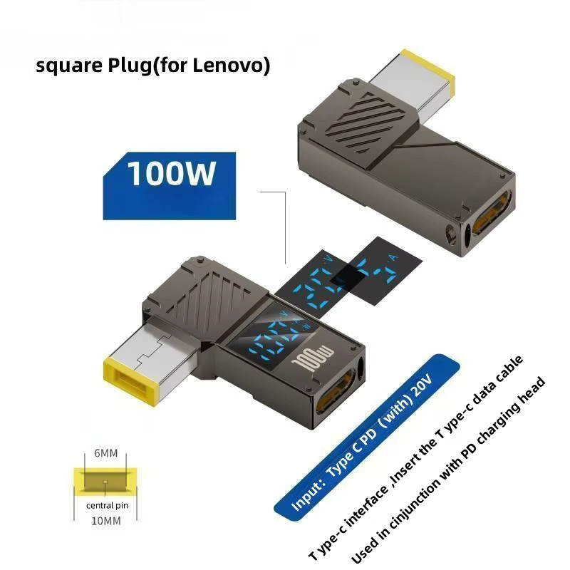 Fengyidz USB-C zu DC Stecker Konverter 100W Ladeadapter für Laptop in Schwarz - Bild 2