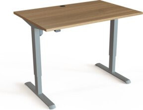 STIER Elektrisch Höhenverstellbarer Schreibtisch 501-33 in Nussbaum mit silbernem Gestell, B: 120 cm, T: 80 cm, H: 68-118 cm - Bild 1