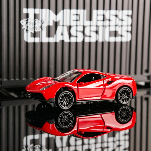 Linyi toy car 488 Gtb Diecast Sportwagen, Roter Coupé Modell, 1:32, Metall, mit Öffnungsbaren Türen, ab 14 Jahre - Bild 1