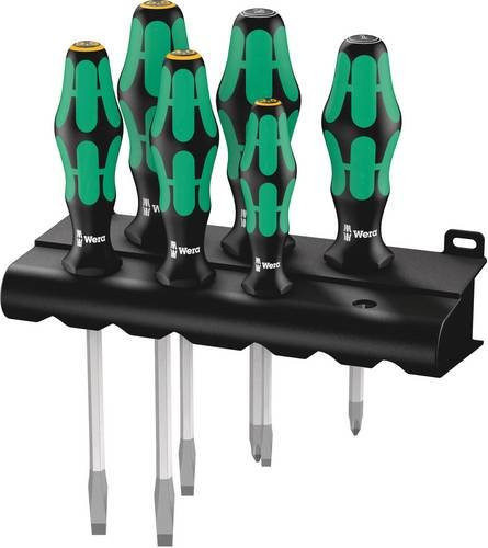 Wera Schraubendreher-Set 334/355 SK/6 Kraftform Plus Lasertip mit Rack, 6-teilig, Schwarz/Grün - Bild 1