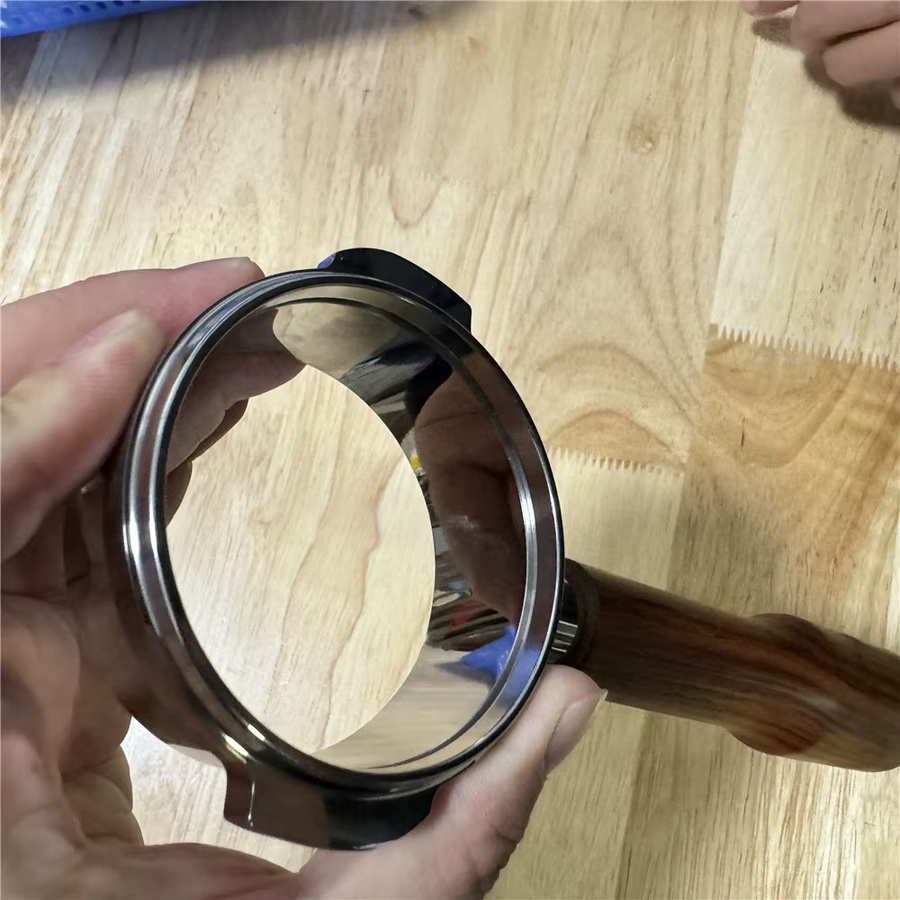YUAN-ECT Bodenloser Siebträger mit zwei Ohren aus Edelstahl für Expobar, Gemilai, Milesto und Rocket E61, Farbe: Silber, Durchmesser: 58 mm - Bild 3