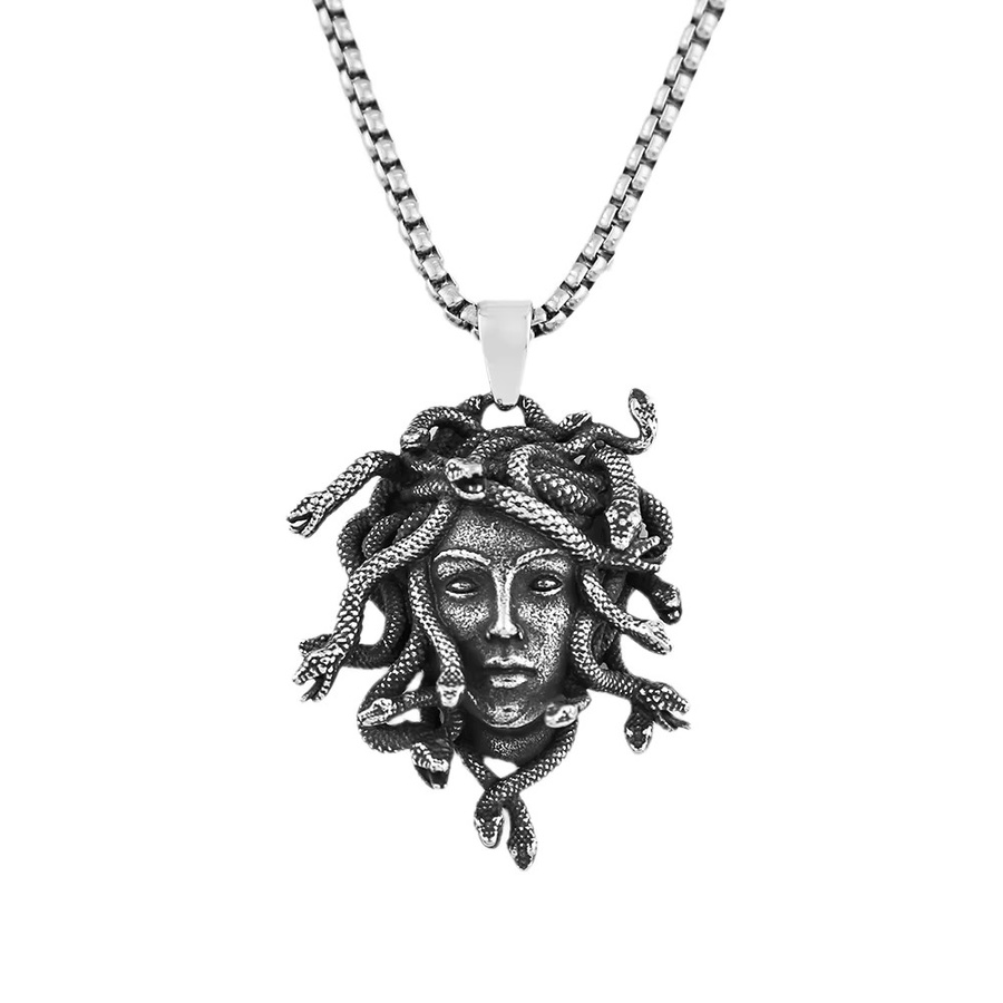 ROCKiss Halskette Medusa, Edelstahl, Silber, Vintage, Unisex - Bild 3