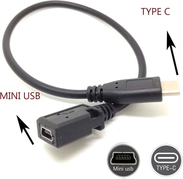 BSN USB-C auf 5-Pin-Mini-USB Adapter Kabel für Laden und Datensynchronisation, Schwarz - Bild 1
