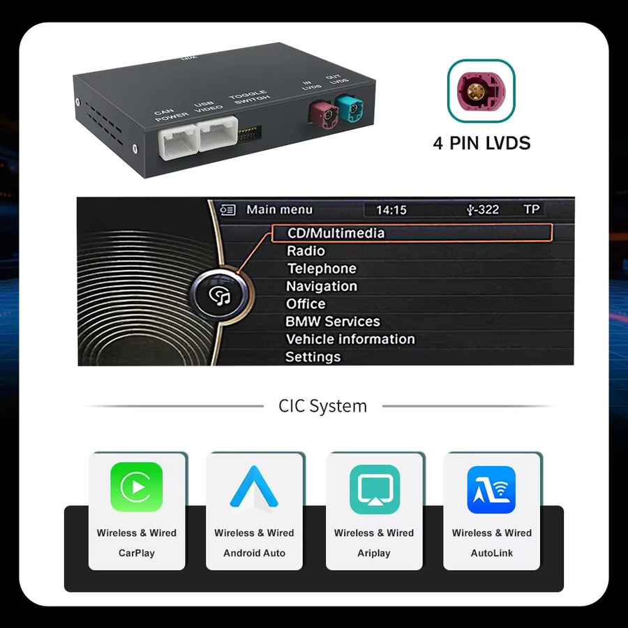 AUTOABC Wireless Carplay und Android Auto Modul für BMW MINI NBT CIC Systeme, Schwarz - Bild 5