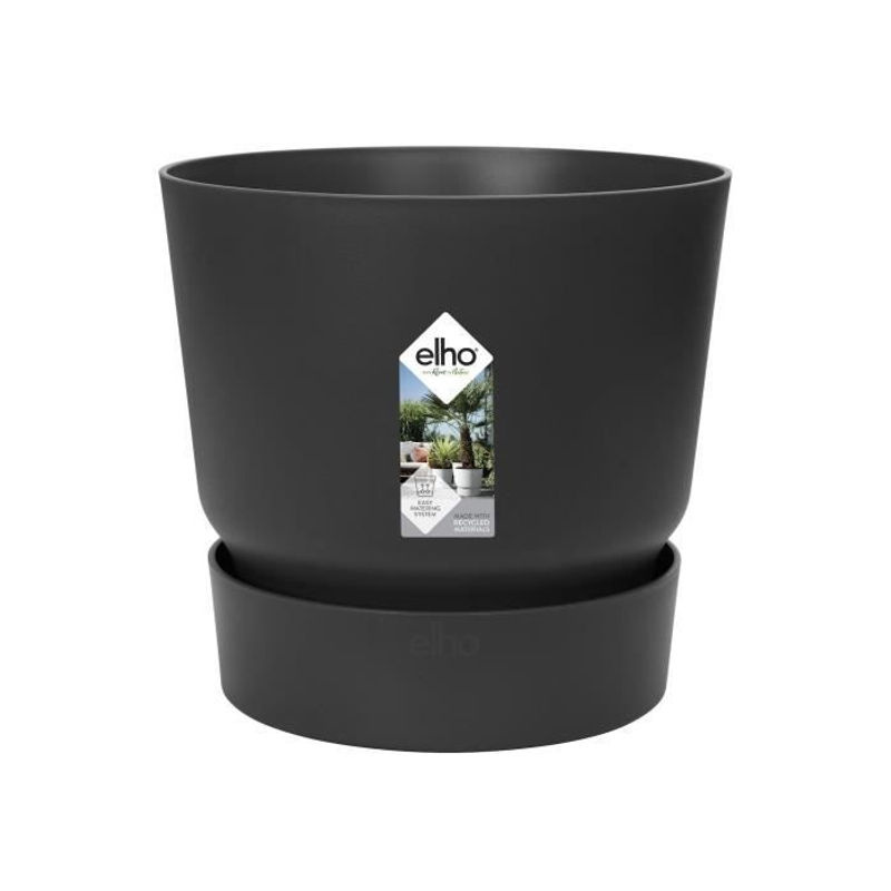 ELHO Greenville 30 runder Übertopf für Outdoor in Black, Durchmesser: 29,5 cm, Höhe: 27,8 cm - Bild 3