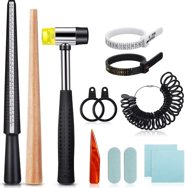 PHYHOO Ringdorn-Set, 11-teilig, mit Messgerät, Schmuckhammer - Bild 1