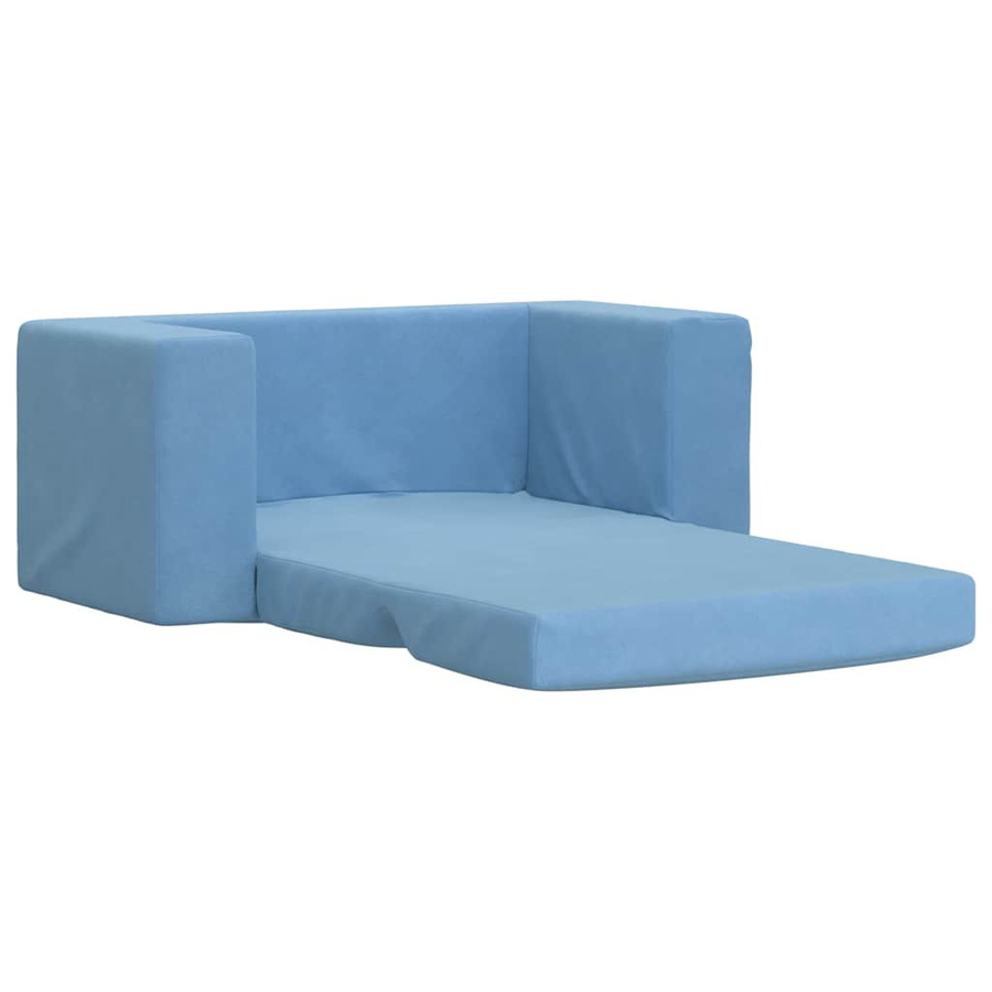 Vidaxl 2-Sitzer Kinder Sofa aus weichem Plüsch, ausklappbar, Blau - Bild 2