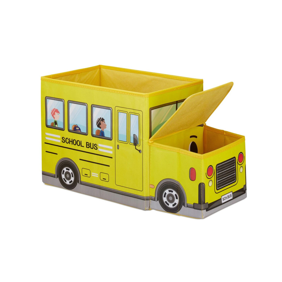 Relaxdays Sitzbox School Bus, faltbare gepolsterte Sitzbox für Kinder, mehrfarbig, B/T/H: 33 x 27 x 56 cm - Bild 2
