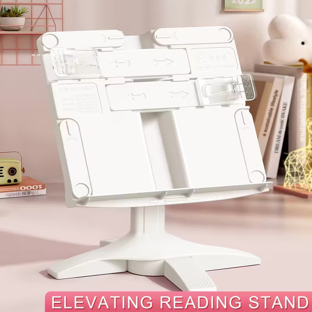 Ergonomischer 2-in-1 Desktop Leseständer und Laptop-Halter aus Kunststoff, verstellbar in den Farben Grün und Weiß - Bild 1