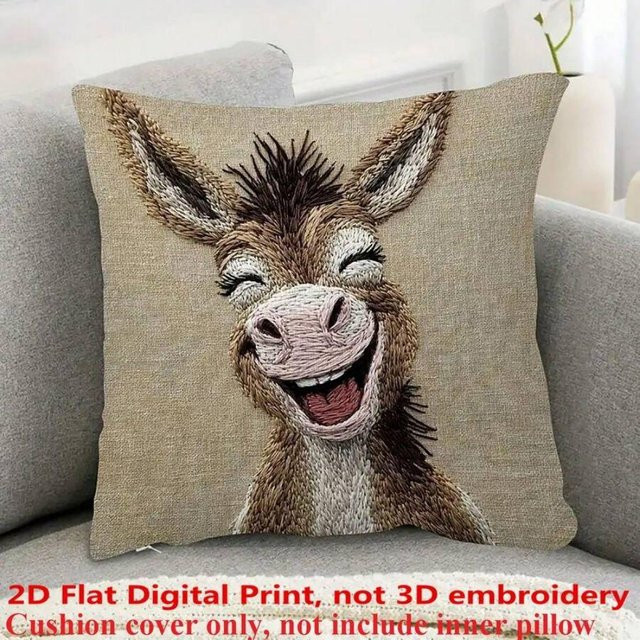 VIKAMA Kissenbezug mit Tierprint-Stickerei aus Kunstleder in Beige, B/H: 40 x 40 cm - Bild 1