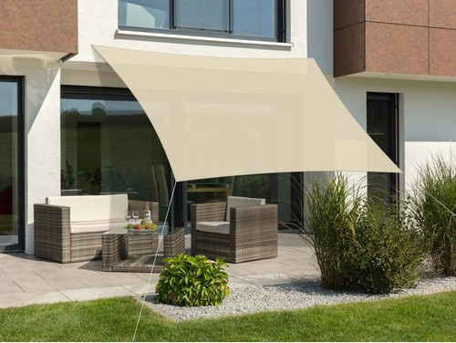 Schneider Schirme Sonnensegel Lanzarote quadratisch aus Polyester, Farbe: Weiss/Natur/Beige, B x L: 360 x 360 cm - Bild 1