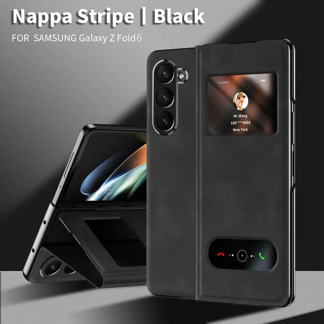Luxuriöse Leder-Hartschalenhülle für Samsung Galaxy Z Fold 6, 5, 4, 3, 2 5G – Stoßfeste Schutzhülle in Schwarz oder Grün - Bild 1