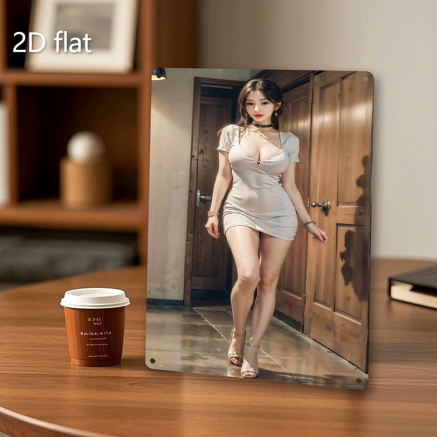 CIFBUY 2D Flache Metall-Wandkunst Portrait-Plakette in Mehrfarbig, Rechteckig - Bild 4
