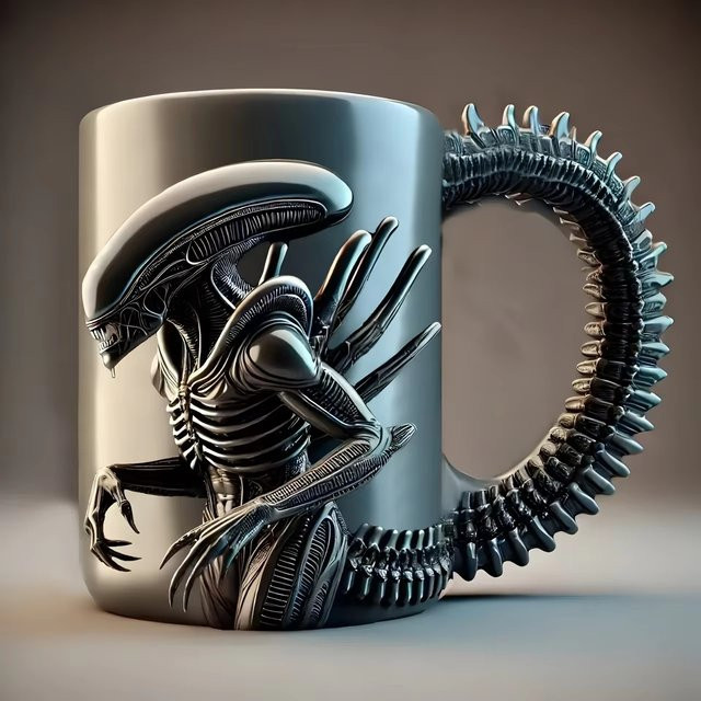 Xenomorph Alien Kaffeebecher von PGY in Schwarz mit 3D-Design aus Edelstahl - Bild 1