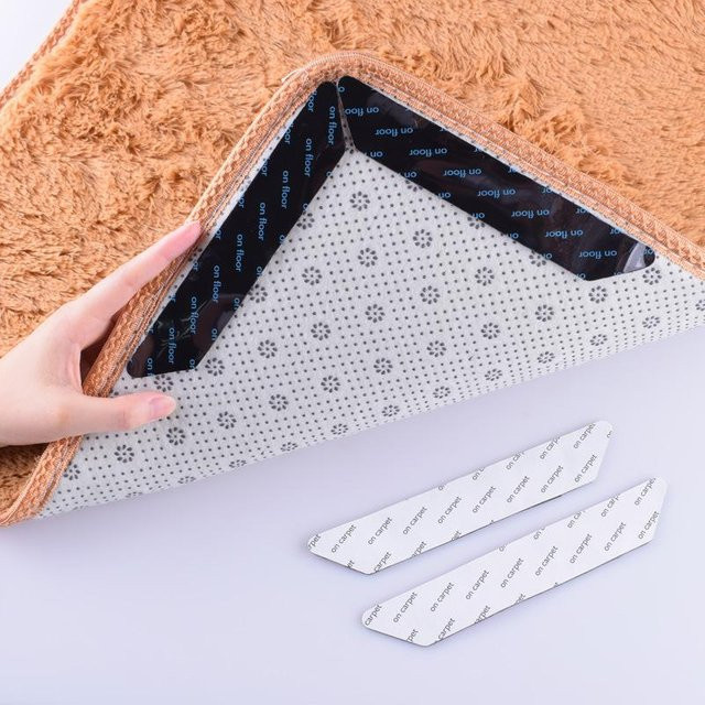 8 Stück Anti-Rutsch Teppichunterlage Klebeband von Binchi Outdoor Product, transparent, wiederverwendbar und waschbar - Bild 1