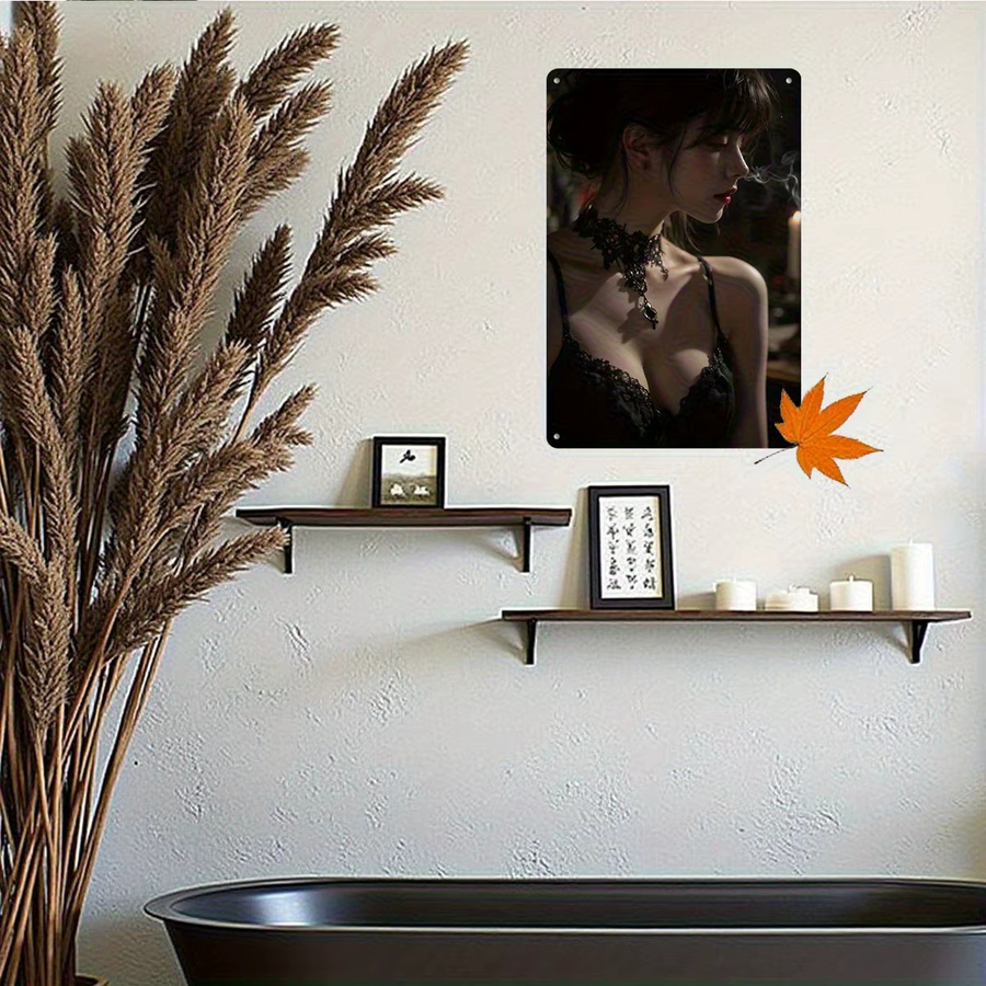 CIFBUY Metallschild mit gotischer Frauensilhouette in Beige und Purpur, Wanddekoration für Halloween und Weihnachten, B: 20,3 cm, H: 30,5 cm - Bild 4