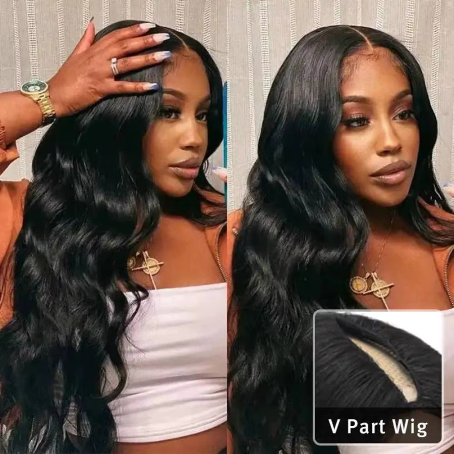 Ruinafen V-Part Perücke, Echthaar, Body Wave, Damen - Bild 4