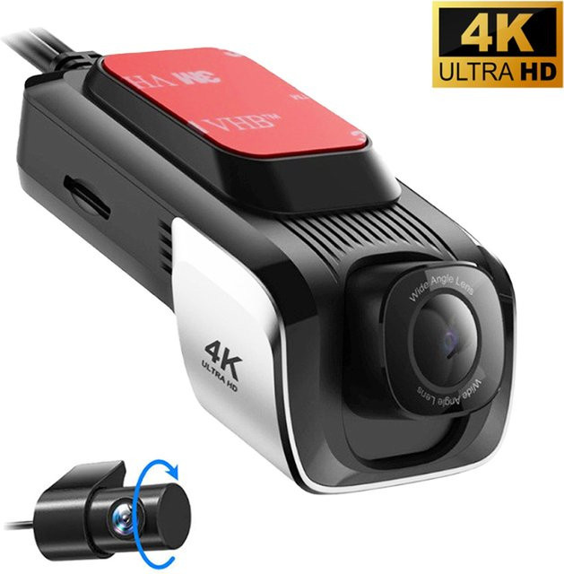 Avnononider Dashcam Set mit 4K UHD Auflösung und Nachtsicht, 2160P Loop-Aufnahme, Weitwinkel DVR-Autokamera für vorne und hinten, Schwarz - Bild 1