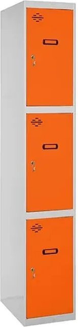 PROREGAL Spind AMEGO Umkleide Schließfach mit 3 Abteilen Grau-Orange H x B x T: 180 x 30 x 50 cm - Bild 1