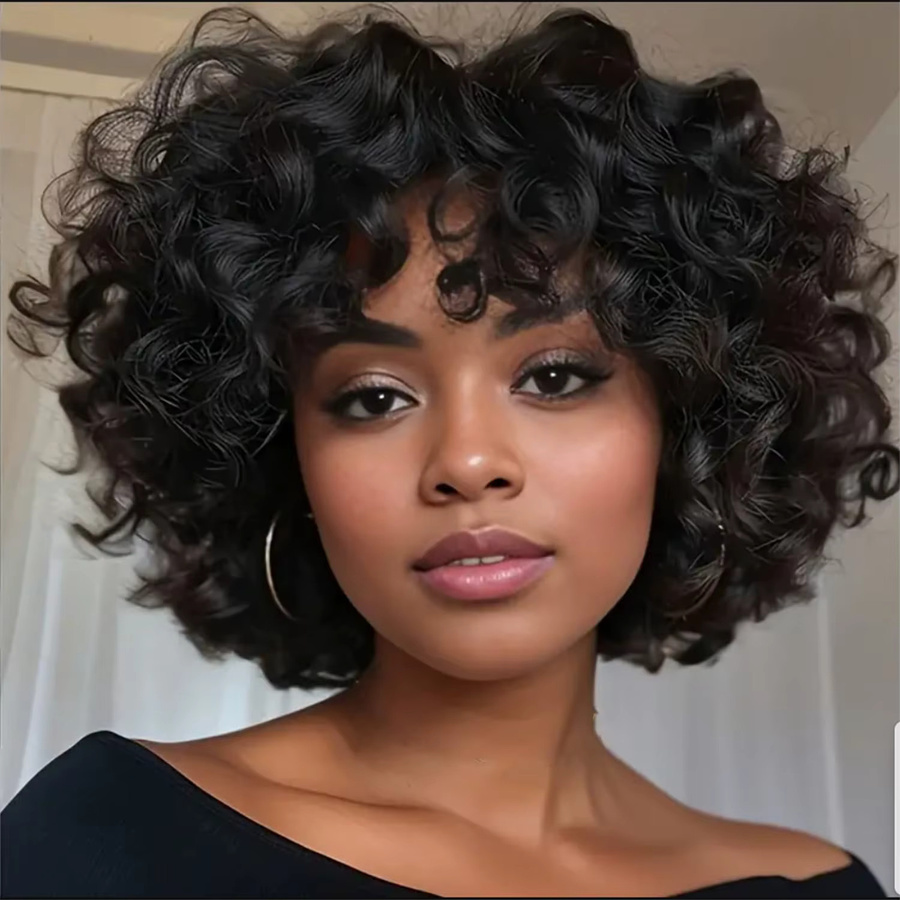 OYM HAIR Afro Puff Pixie Bob Perücke, 100 % Echthaar, Damen - Bild 3