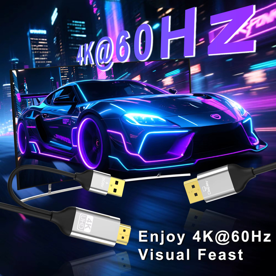HDMI auf DisplayPort Kabel für 4K bei 60 Hz, unidirektionaler Adapter von HDMI auf DP für PC und Laptop - Bild 3