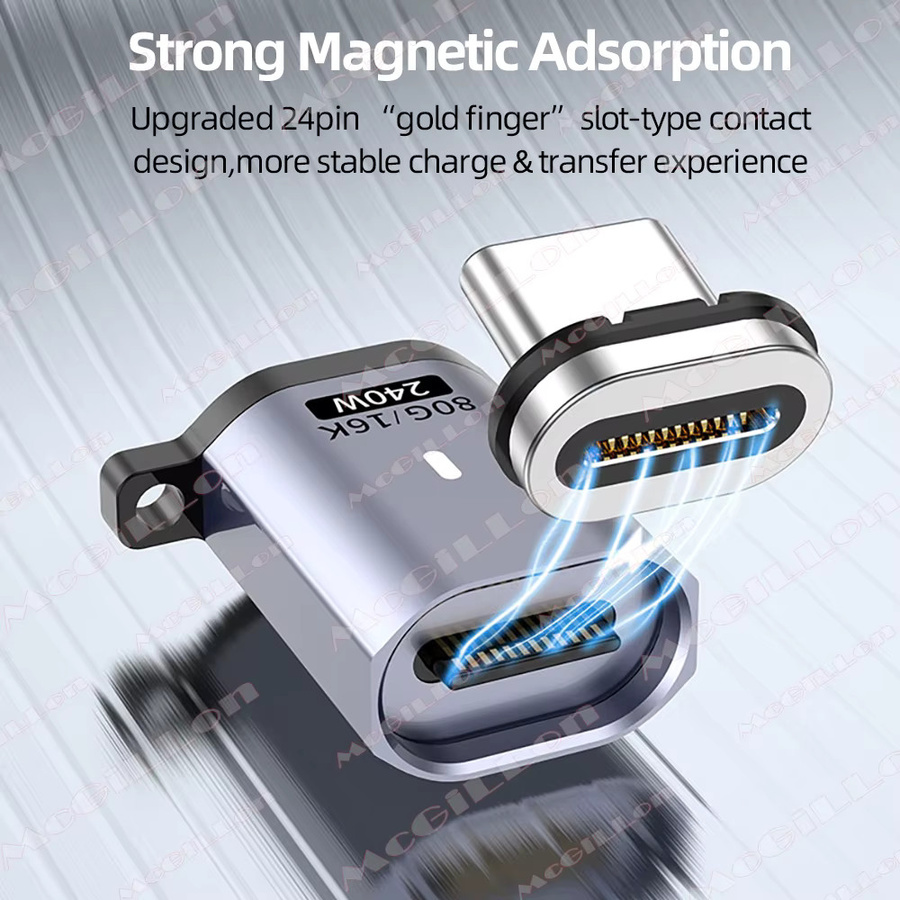MCGILLON USB-C auf Typ-C Magnetischer OTG-Adapter in Silber für schnelles Laden und Datenübertragung mit 80Gbps und 16K@60Hz - Bild 5