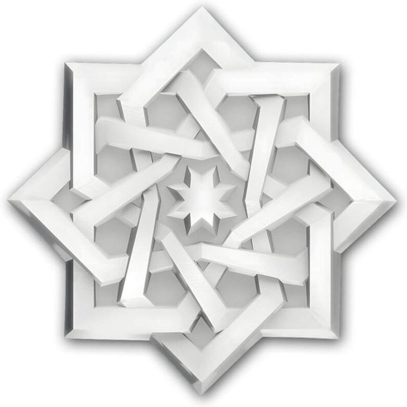 Profhome Decor Zierelement Rosette im orientalischen Marokkanischen Stil Weiß Durchmesser: 9,1 cm - Bild 1