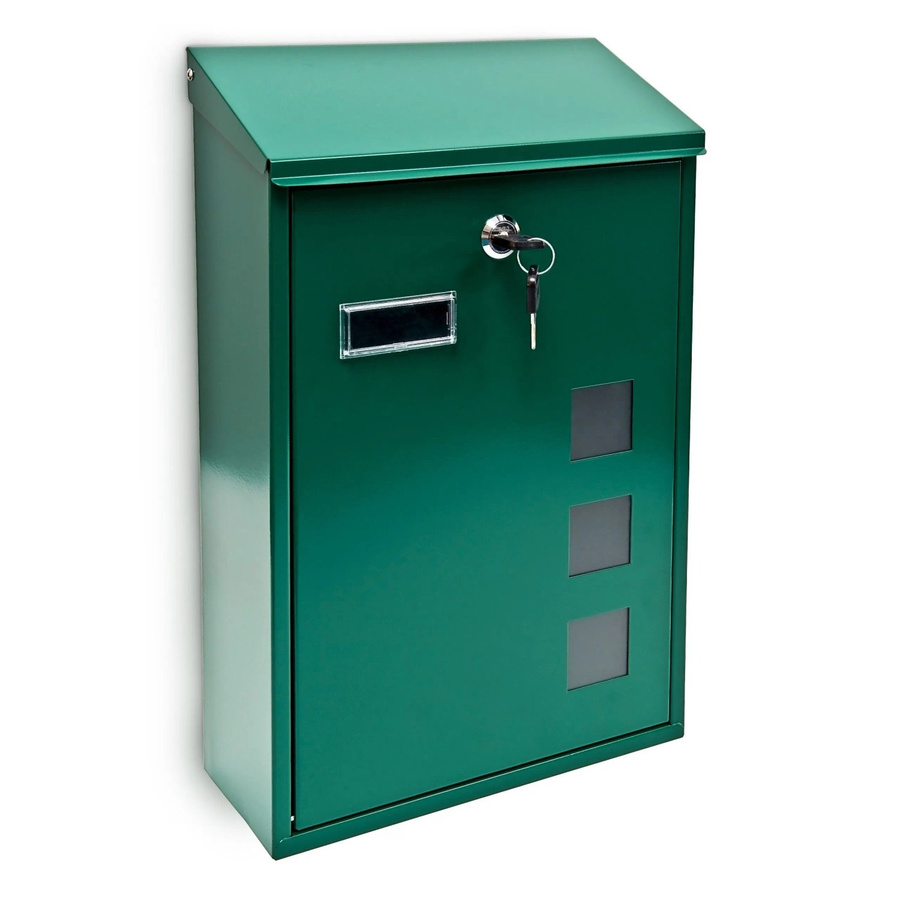 Abschließbarer Briefkasten aus Metall von Relaxdays in Grün, Wandmontage, B: 25 cm, H: 40 cm, T: 10 cm - Bild 2