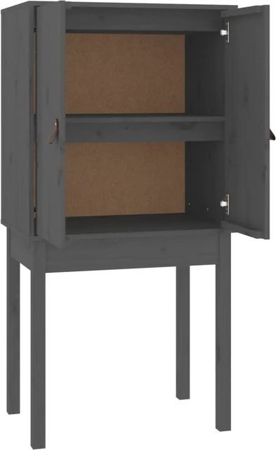vidaXL Highboard aus massivem Kiefernholz in Grau, rustikaler Schrank mit Scharniertüren und Regalfächern, B/T/H: 60 x 40 x 120 cm - Bild 1