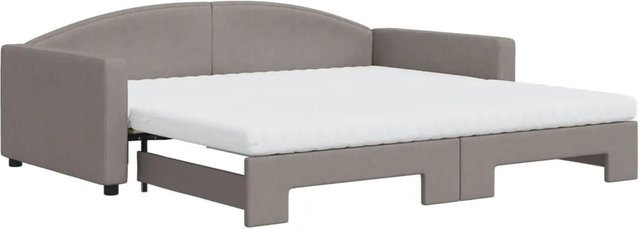 vidaXL Ausziehbares Tagesbett mit Matratze in Taupe, Modernes Design für Schlafzimmer und Wohnzimmer, B/T/H: 223 x 100 x 75 cm - Bild 1