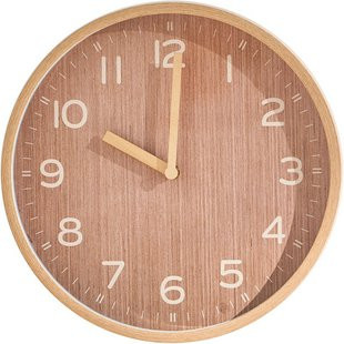 Wall-Art Wanduhr modern in Holzoptik, rund, analog mit Silent-Funktion, Durchmesser: 30 cm, Braun - Bild 1