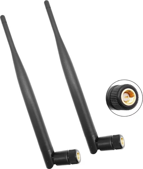 NOWEPOCH 2er-Set Omnidirektionale WiFi und Bluetooth Antennen mit 6dBi High Gain, 2,4G und 5,8G, zusammenklappbare Gummi-Stabantennen mit SMA-Stecker, Schwarz - Bild 1