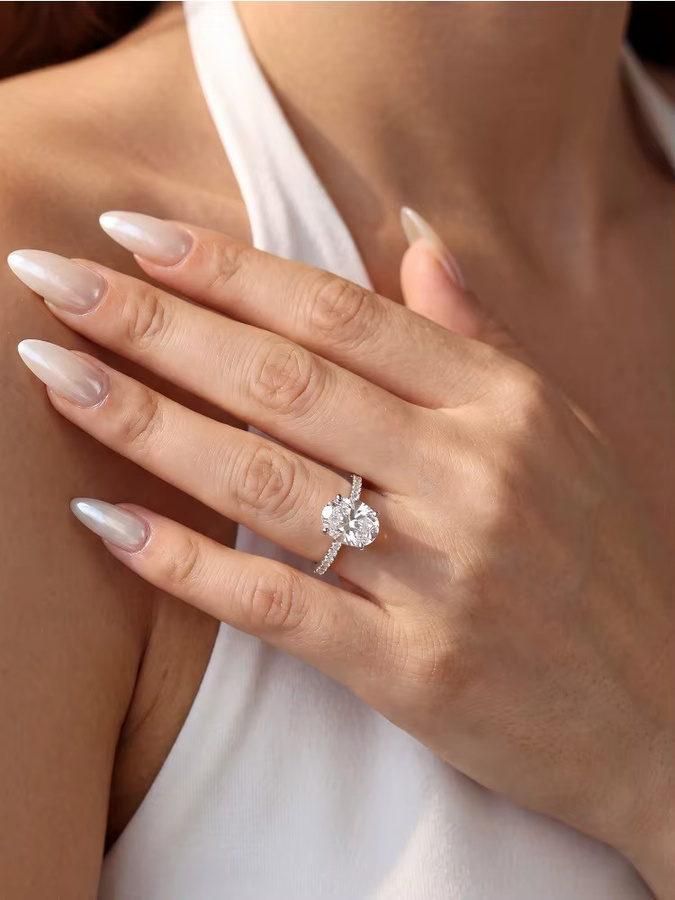 DWJ Moissanit-Diamantring, 925 Silber, Damen - Bild 2