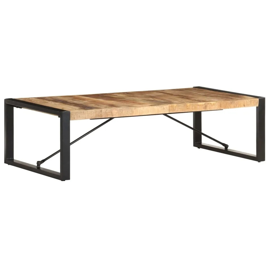 vidaXL Couchtisch aus Mangoholz und Metall im Industrial Design, B/T/H: 140 x 70 x 40 cm, Braun/Schwarz - Bild 2