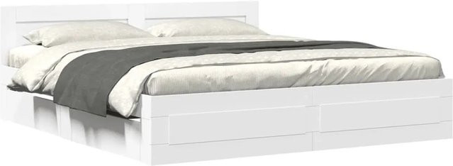 vidaXL Bettgestell mit Kopfteil und Schubladen in Weiß, B/T/H: 180 x 200 x 183 cm - Bild 1