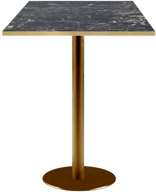 RestooTab Stehtisch Rome quadratisch mit schwarz marmorierter Platte und goldmetallic Gestell, B/T/H: 60 x 60 x 113 cm - Bild 1