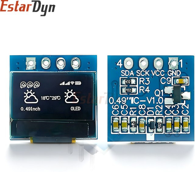 Estardyn OLED-Display SSD1306 in Weiß mit I2C-Modul für AVR und STM32 Mini-Projekte, 0,49 Zoll, 64x32 Pixel - Bild 1