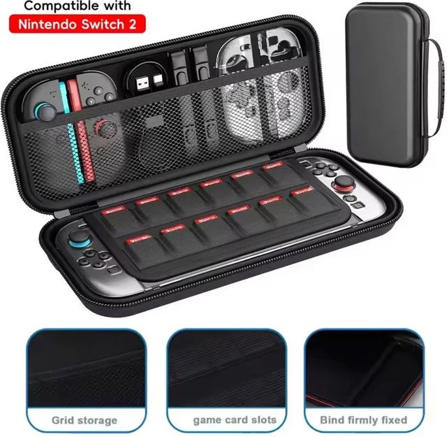 Tragbare EVA-Hartschalentasche für Nintendo Switch 2 in Schwarz - Bild 1
