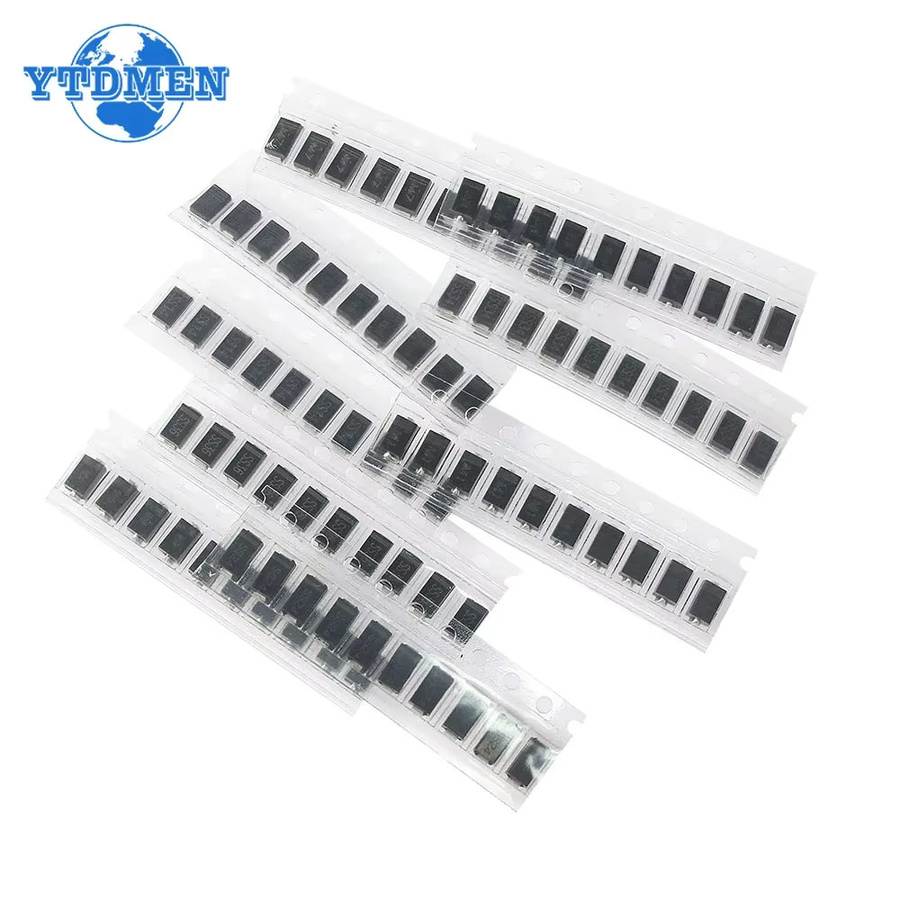 YTDMEN 90-teiliges Dioden-Set mit Gleichrichterdioden 1N4001 bis 1N4007 und Schottky-Dioden SS14 bis SS36 in Schwarz - Bild 2