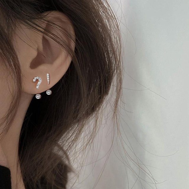 Lucky Star Jewelry Ohrstecker, Asymmetrisch, Fragezeichen, Ausrufezeichen, Schwarz, Damen - Bild 1