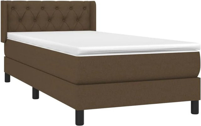 vidaXL Boxspringbett mit Matratze Dunkelbraun B/T/H: 80 x 200 cm, Hybrid-Design mit Taschenfederkern und Stoffbezug - Bild 1