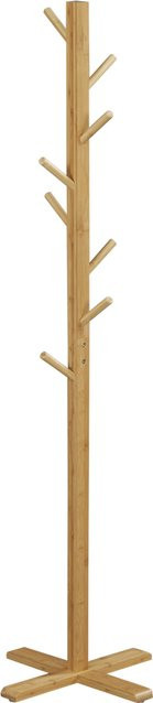 HOMCOM Garderobenständer aus Bambus in Braun mit 8 Haken für Flur und Schlafzimmer, B/T/H: 49,5 x 49,5 x 178 cm - Bild 1