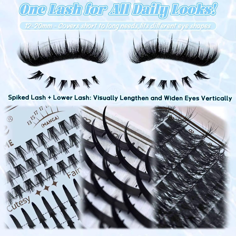QUEENICE Spiky Cluster Lashes Mix-Set, Einzelwimpernverlängerung - Bild 5