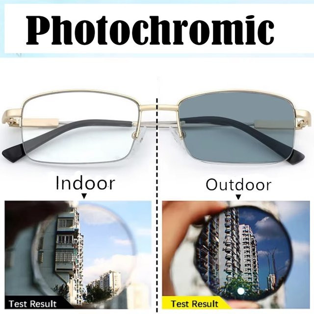ISENGHUO Lesebrille, Halbrahmen, Titan, rechteckig, Photochrome - Bild 1
