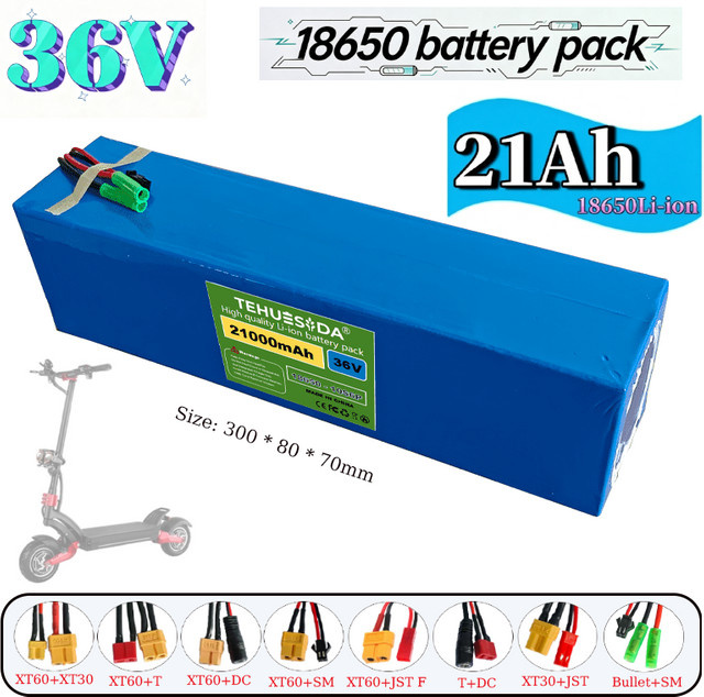 TEHUISIDA 36V 21Ah 21000mAh 18650 Lithium-Akku für Elektroroller in Blau inklusive 42V Ladegerät - Bild 1