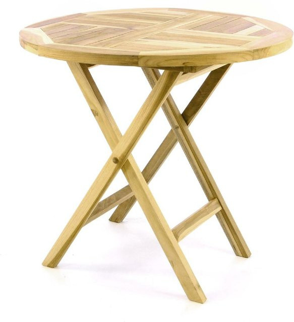 VCM Klapptisch aus Teakholz in Braun, runder Gartentisch für Balkon und Terrasse mit Ø 80 cm - Bild 1