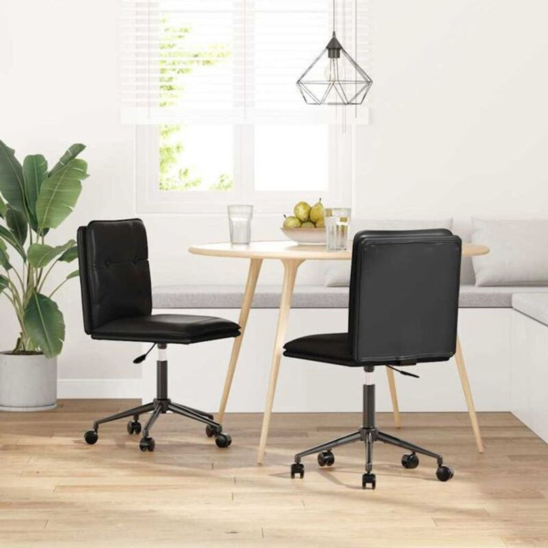 Set aus 2 modernen Polsterstühlen von Vidaxl in Schwarz aus Kunstleder und Metall - Bild 1