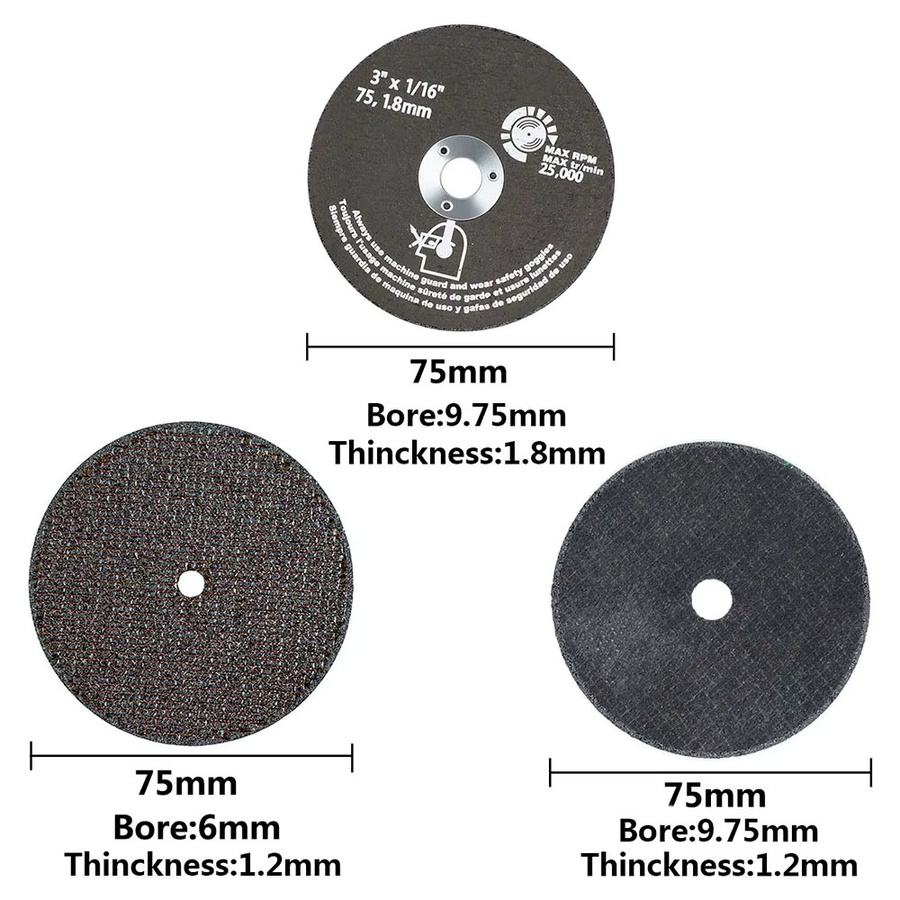 XCAN Mini Schleifscheibe 75mm Kreisförmiges Harz Sägeblatt als Trennscheibe für Winkelschleifer zur Bearbeitung von Holz, Eisen und Metall - Bild 5