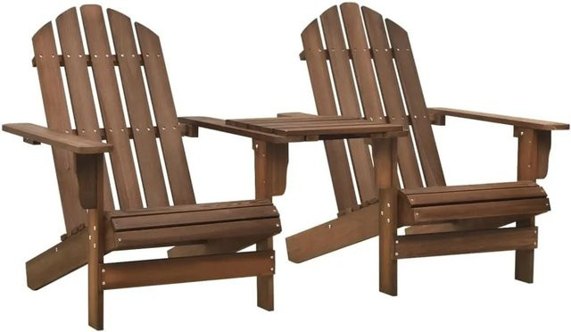 vidaXL Adirondack Gartenstuhl-Set mit Tisch aus massivem Tannenholz in Braun - Bild 1